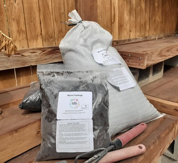Worm Castings - shown in 5 lb bags and 25lb bag
